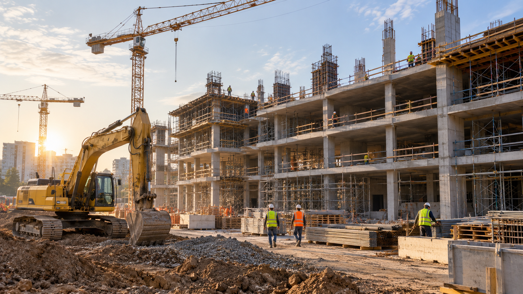 The architecture and structural framework of a modern building with clean lines